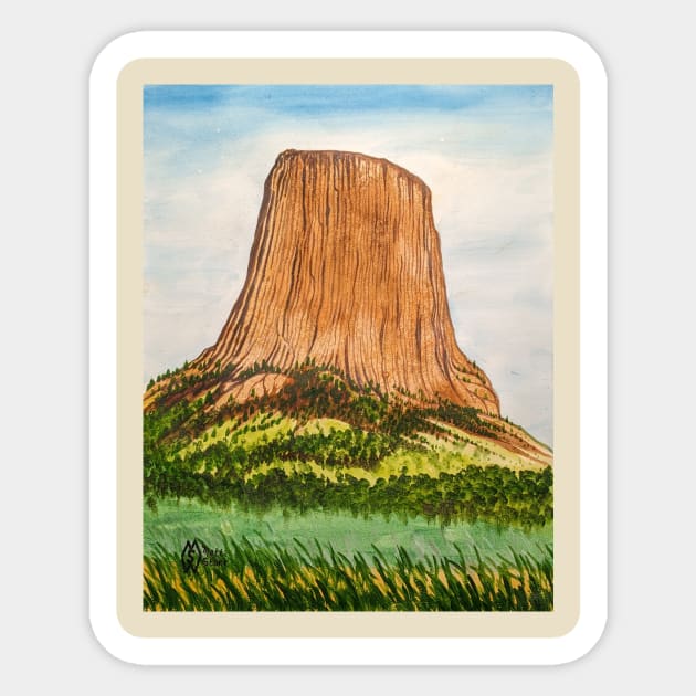 Devils Tower monument Sticker by Matt Starr Fine Art